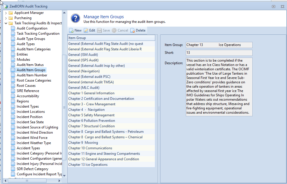 Managing the Item Groups