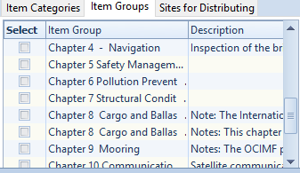 The Item Groups of an Audit Type
