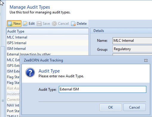 Creating a new Audit Type