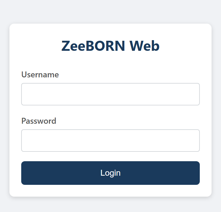 The sign-in page of the ZeeBORN web portal