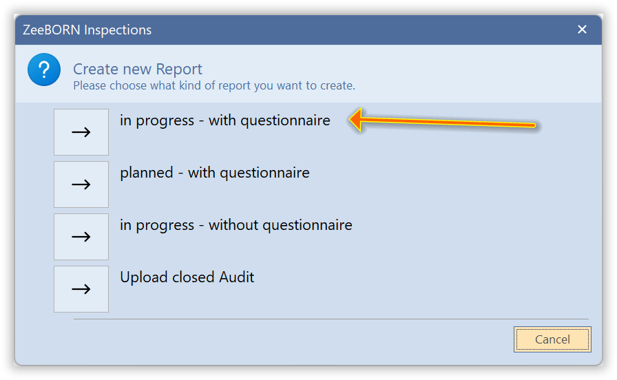 Choosing the report type