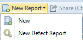 The New Report menu