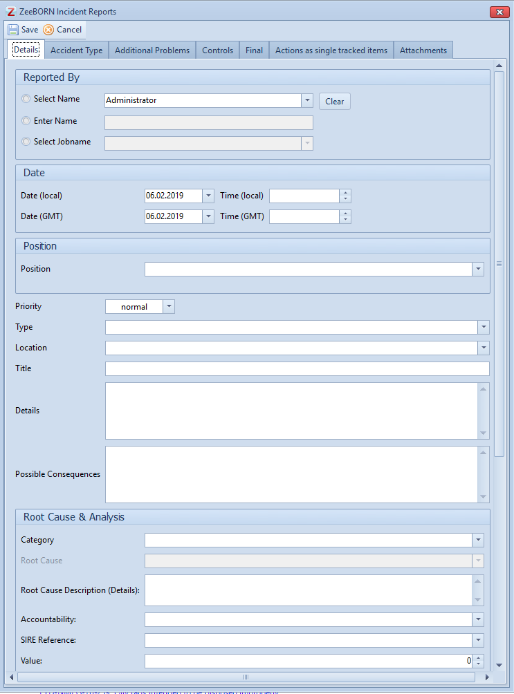 The Details tab of a report