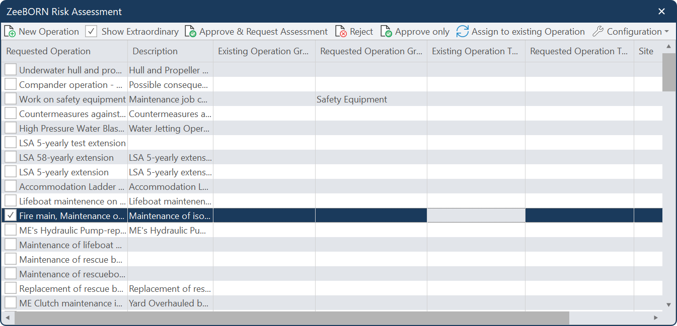 Manage Operation Requests with Show Extraordinary switched on