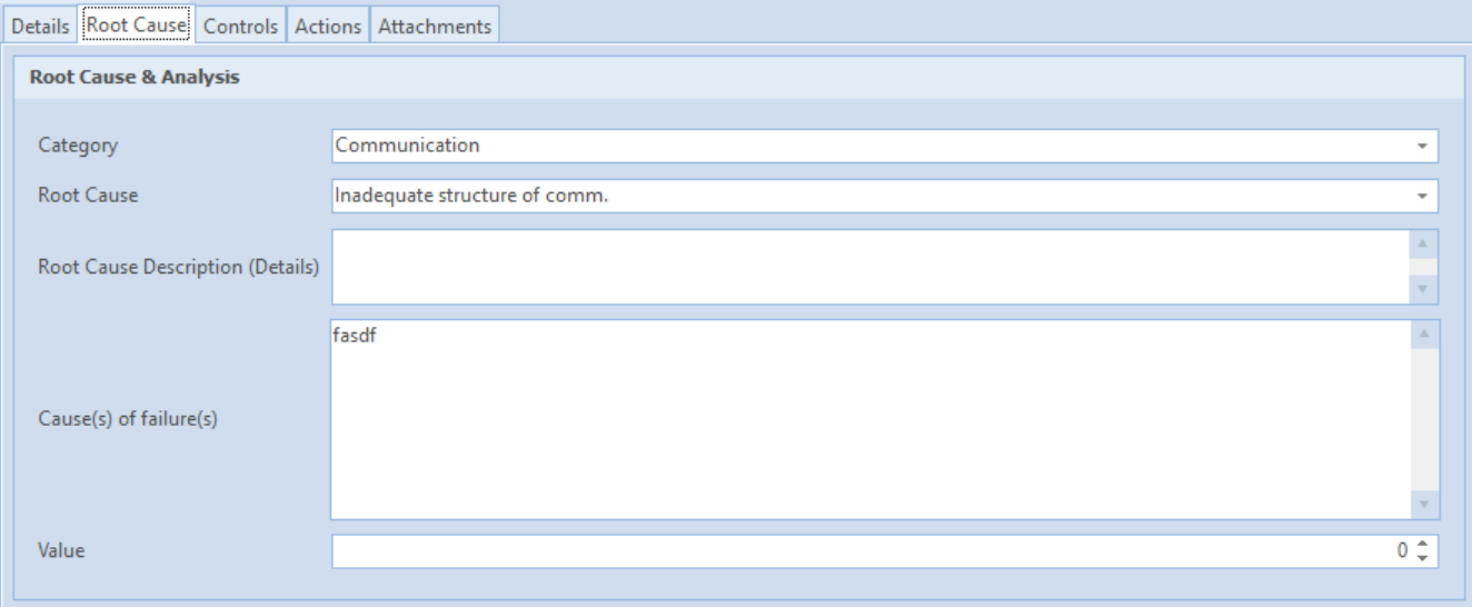 The Root Cause tab